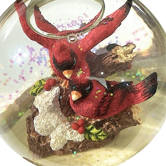 Cracker Barrel Vintage Musical Snow Globe White Christmas Song Cardinal Red Bird - Picture 13 of 16